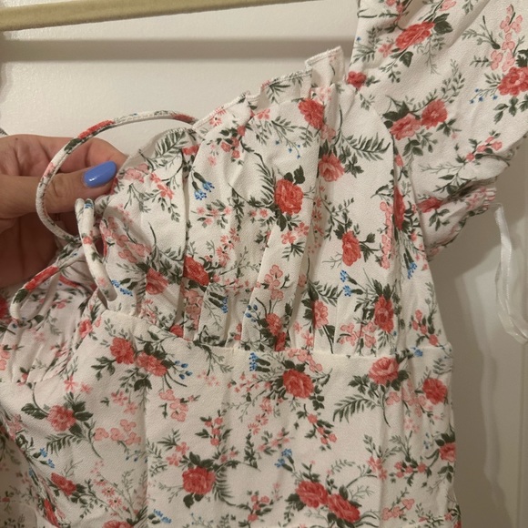 Floral Milkmaid Dress with blue and pink Flowers - Picture 2 of 3